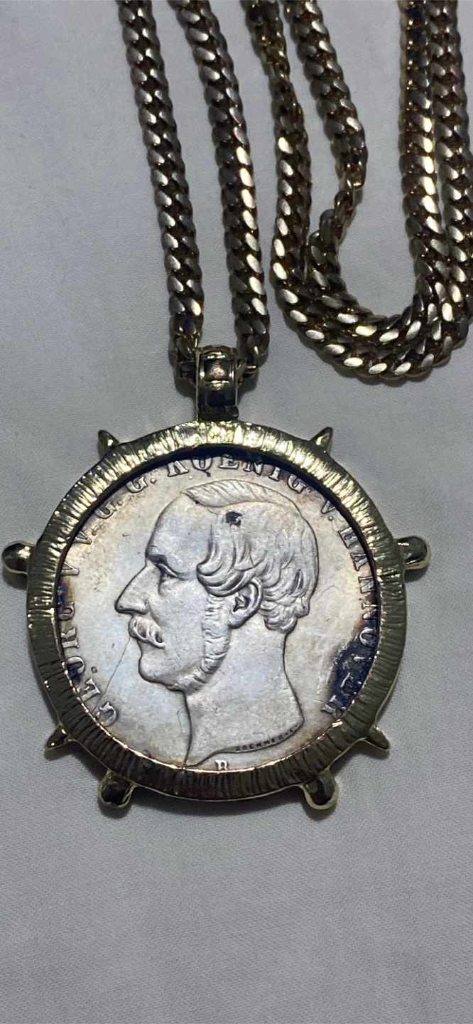1855 Queen Victoria Thaler Coin Pendant Necklace