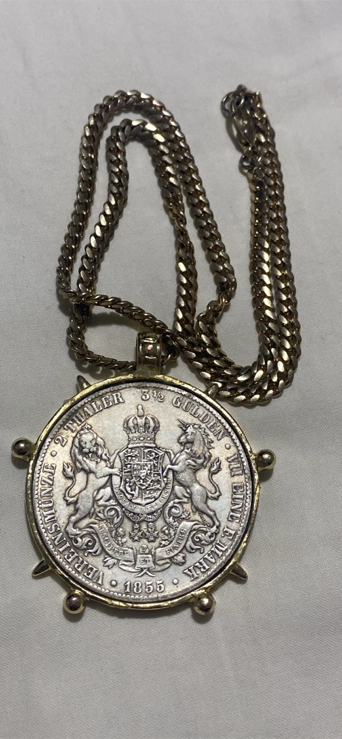 1855 Queen Victoria Thaler Coin Pendant Necklace - photo 2