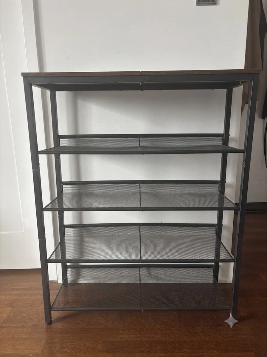 4-Tier Shoe Rack / Shelving Unit with Wood Top