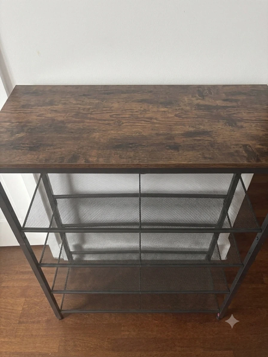 4-Tier Shoe Rack / Shelving Unit with Wood Top - photo 2