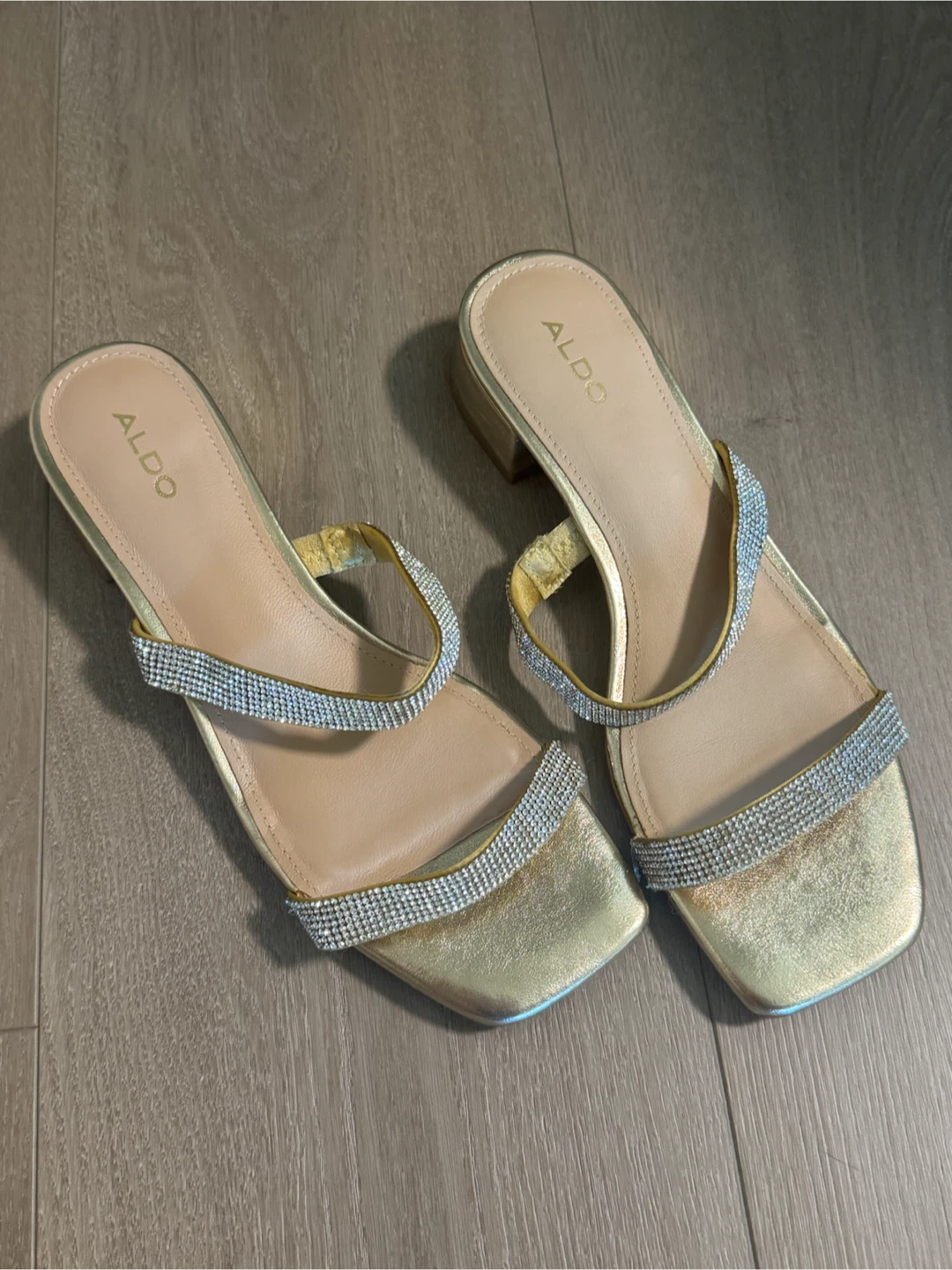 ALDO Women's Gold Embellished Slide Sandals