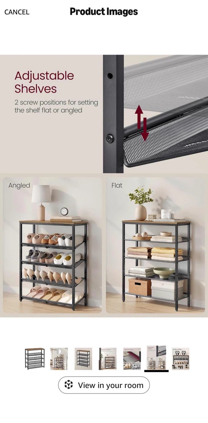 4-Tier Shoe Rack / Shelving Unit with Wood Top - photo 3