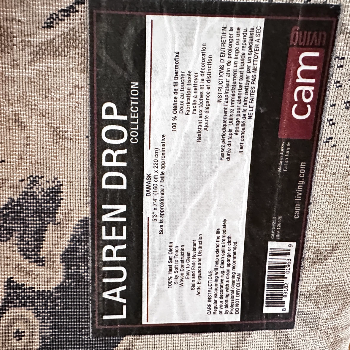Lauren Drop Damask Area Rug 5'3" x 7'4" - photo 2
