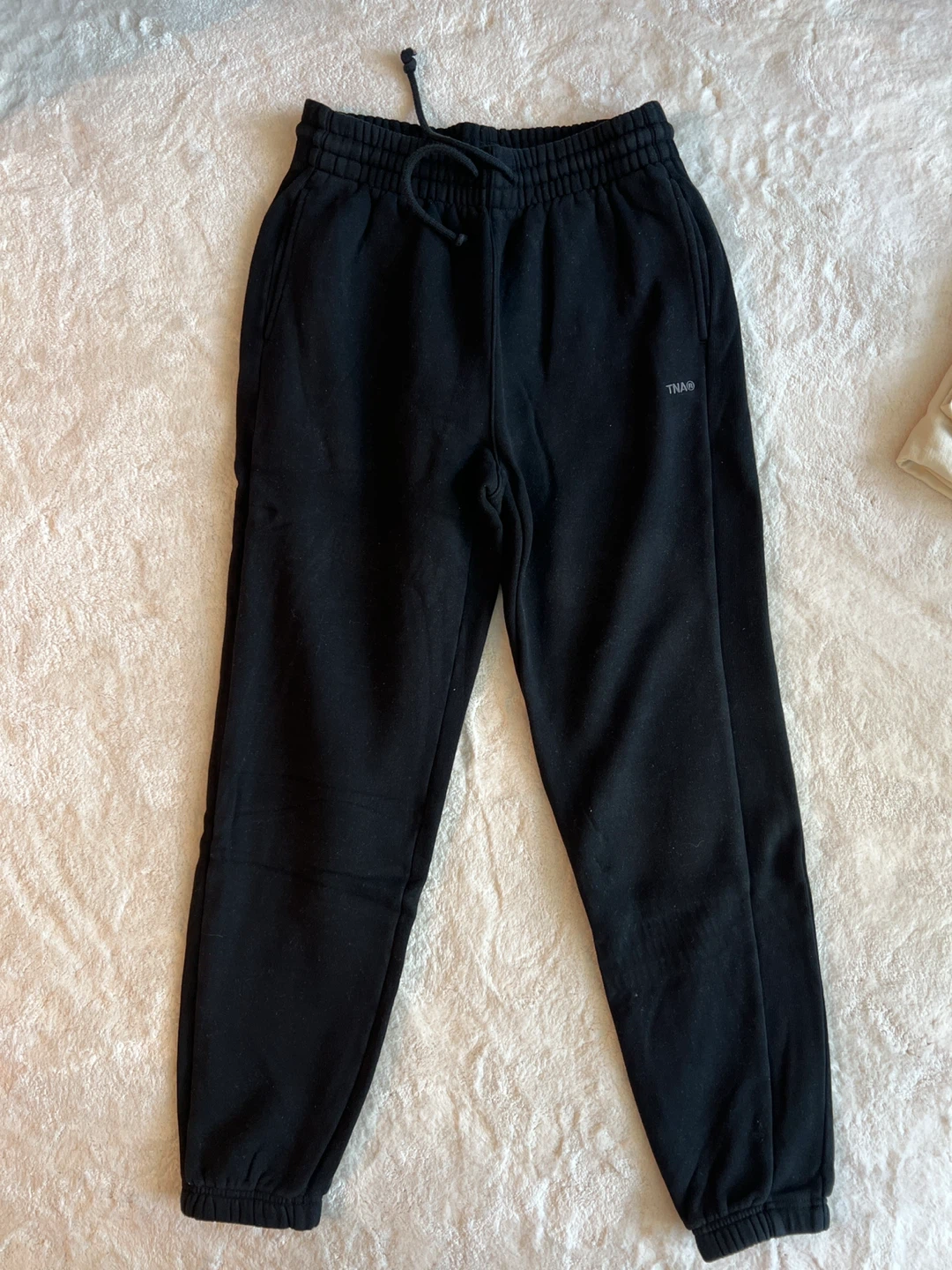 TNA Sweatpants Black Cozy Fleece Boyfriend Fit