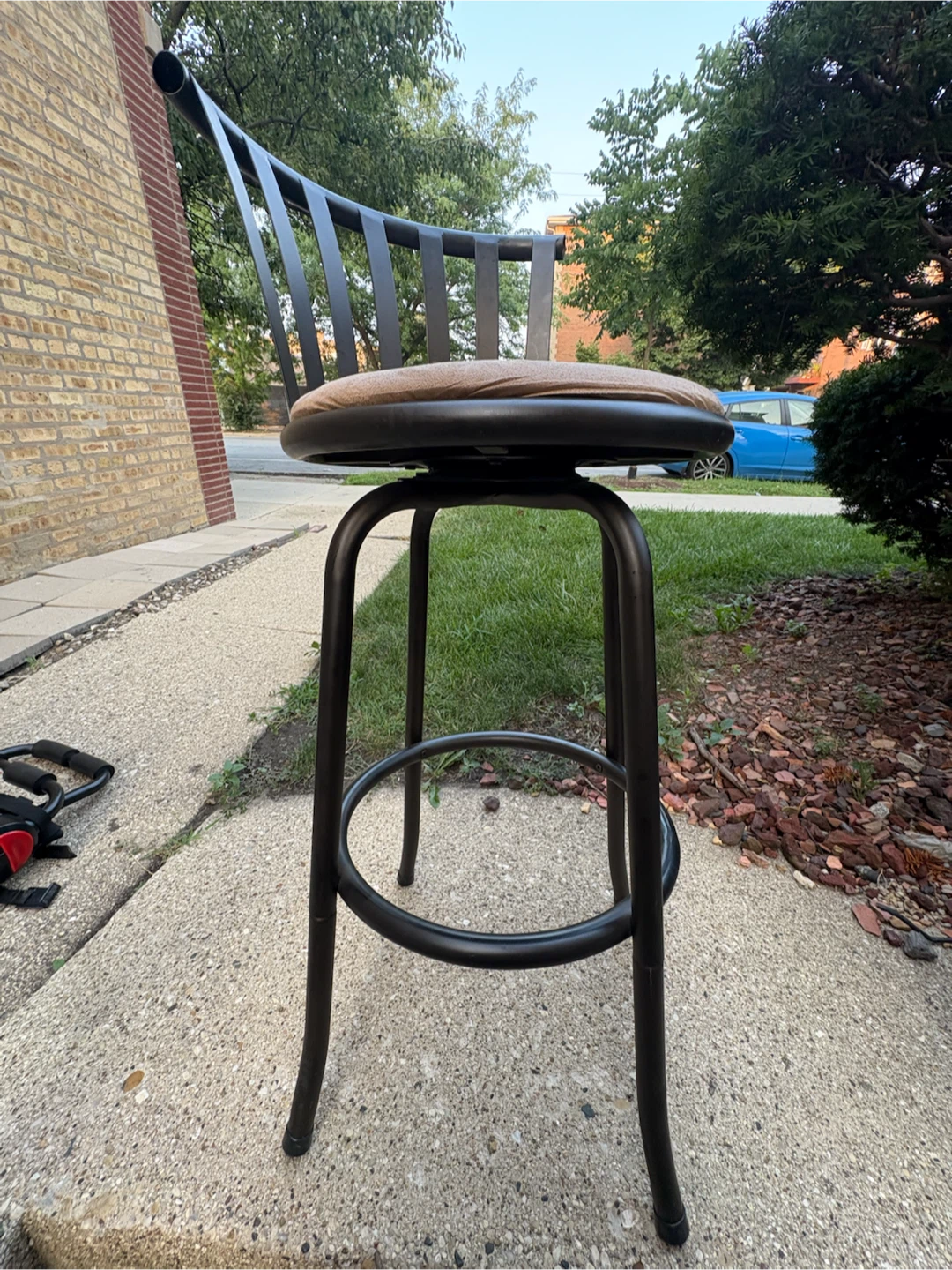 “Set of two”  Black Metal Swivel Bar Stool with Padded Seat - photo 2