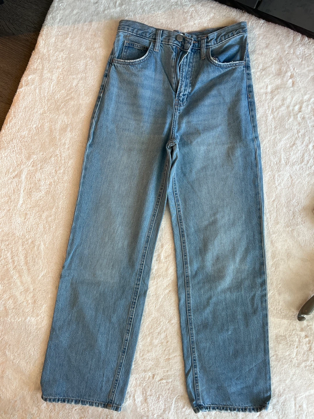 Oak + Fort Light Wash Wide Leg Jeans
