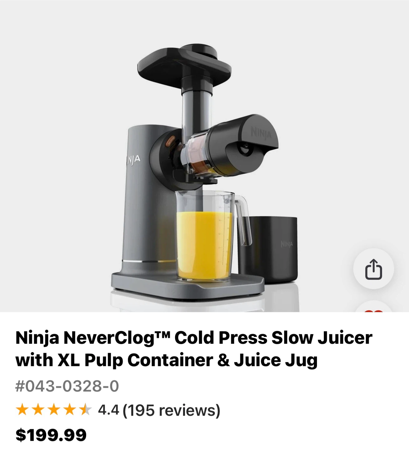 Ninja NeverClog Cold Press Slow Juicer - photo 4