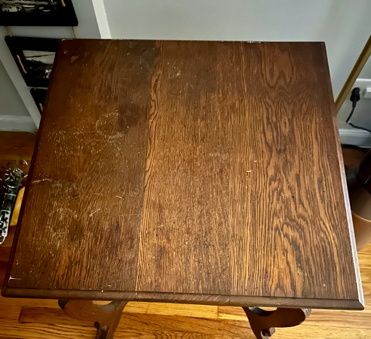 Antique Eastlake Oak Two-Tier Side Table Quarter-Sawn Oak-As-Is - photo 4