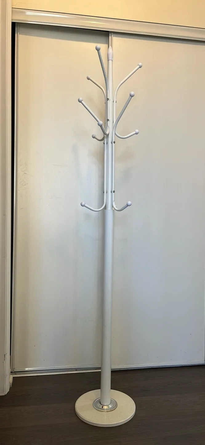 White Akron Coat Rack Stand