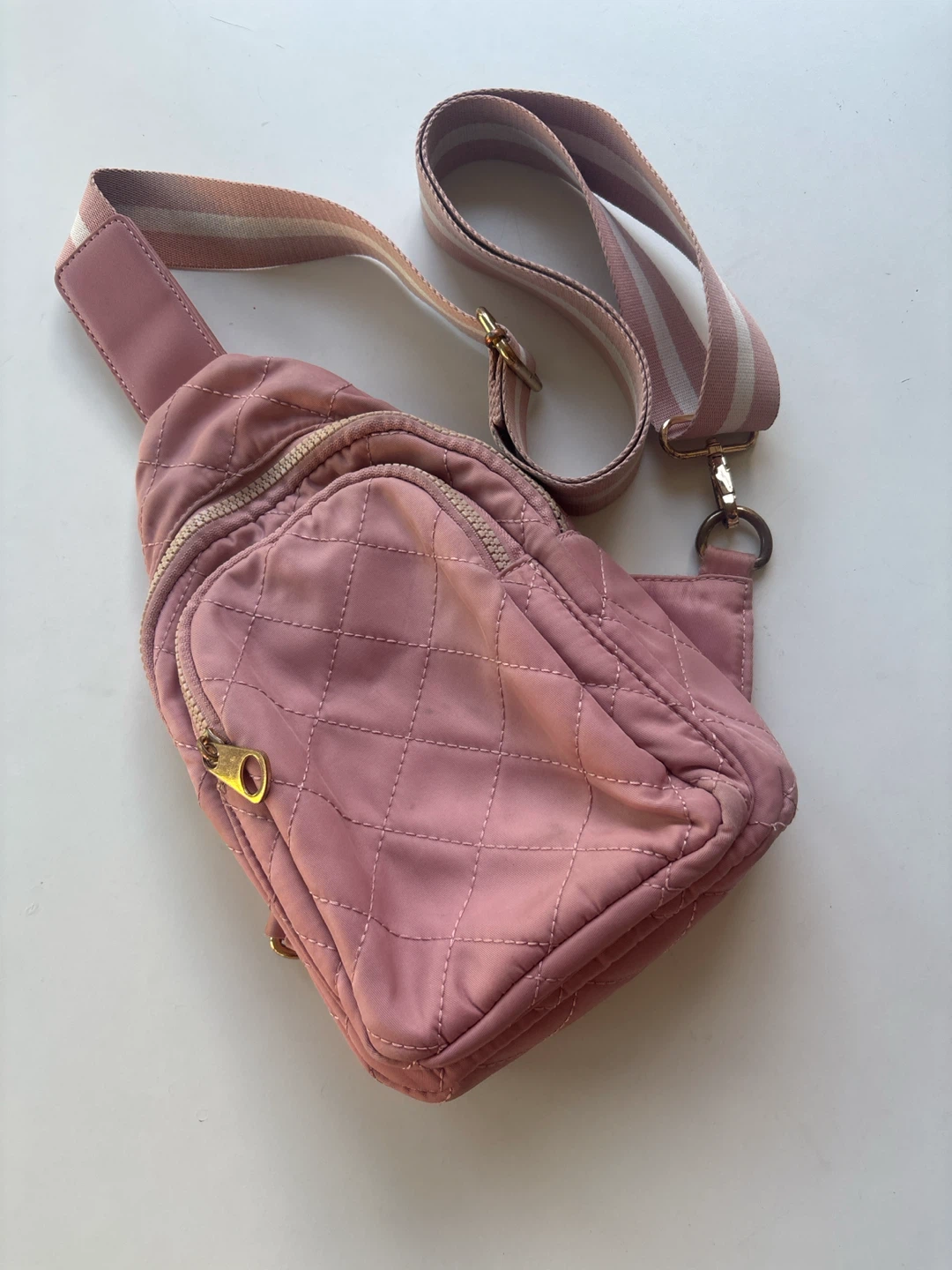 Urban Expressions Pink Quilted Sling Bag