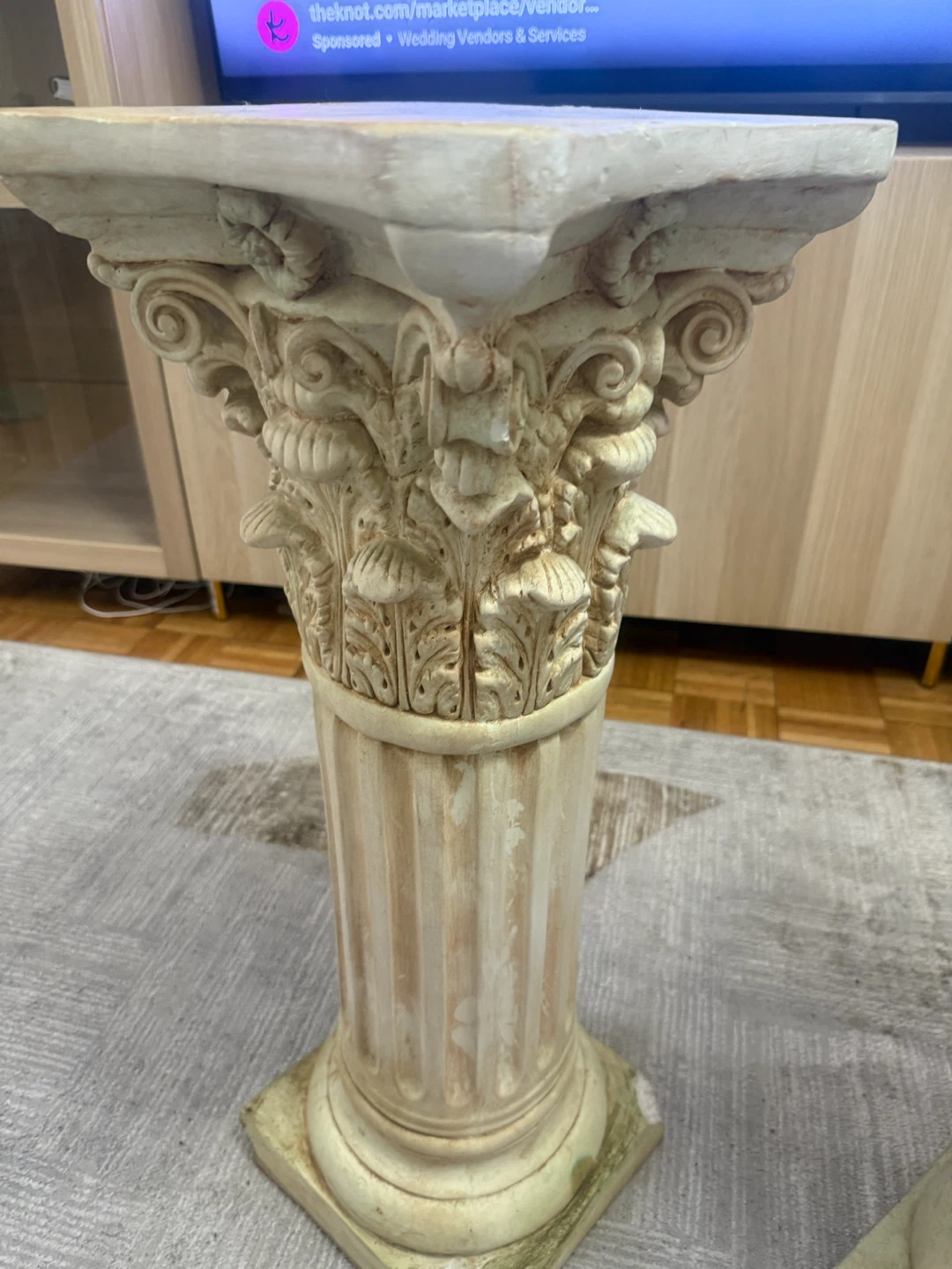 Pair of Decorative Corinthian Pedestal Columns – Antique Finish - photo 4