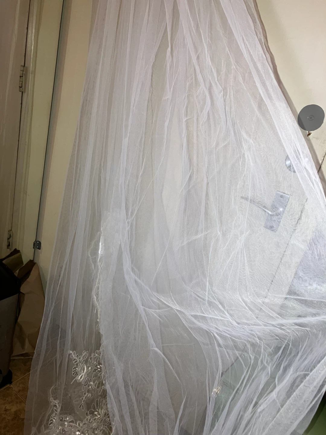 New-Long White Lace and Sequin Wedding Veil - photo 5
