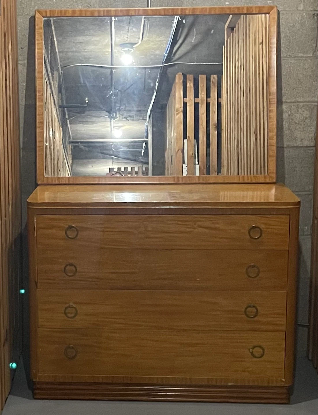 Vintage Wooden Dresser with Mirror