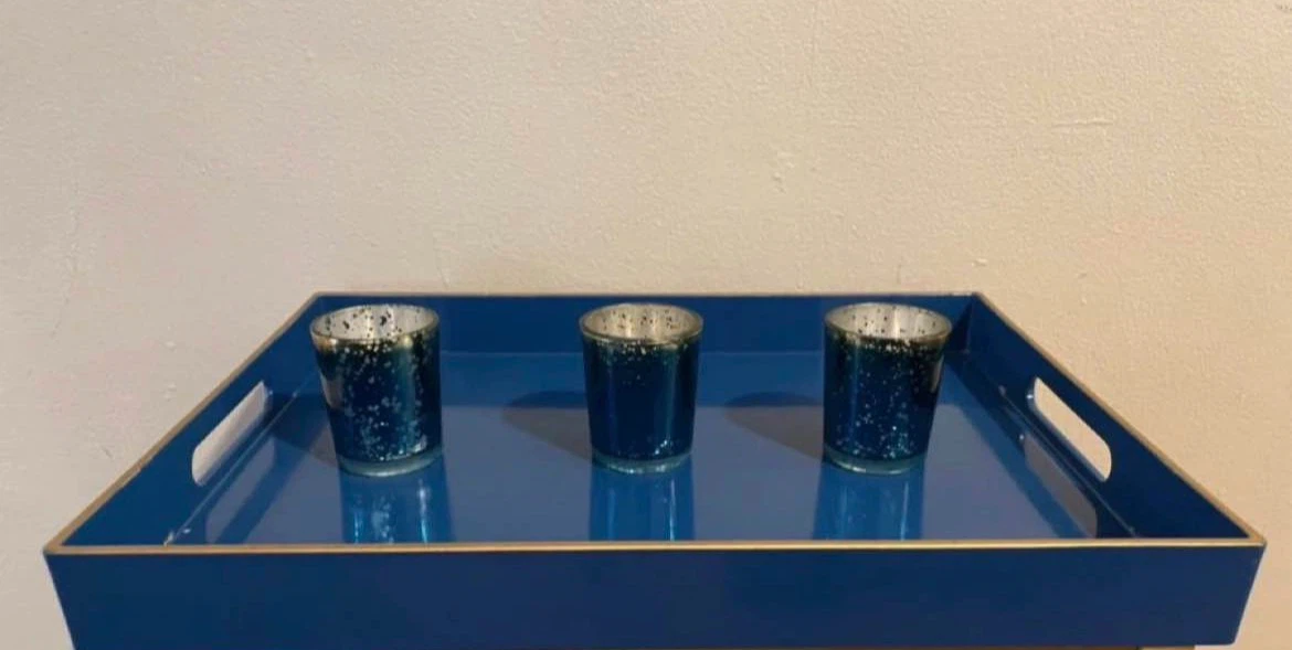 Royal Blue Tray & Tea Light Candle Holders $10 - photo 2