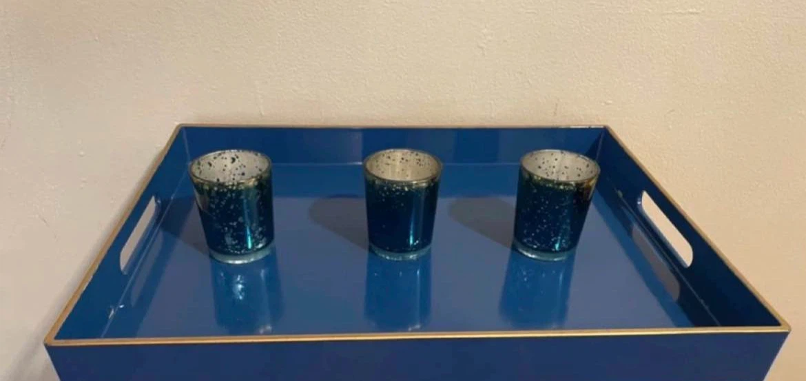 Royal Blue Tray & Tea Light Candle Holders $10 - photo 3