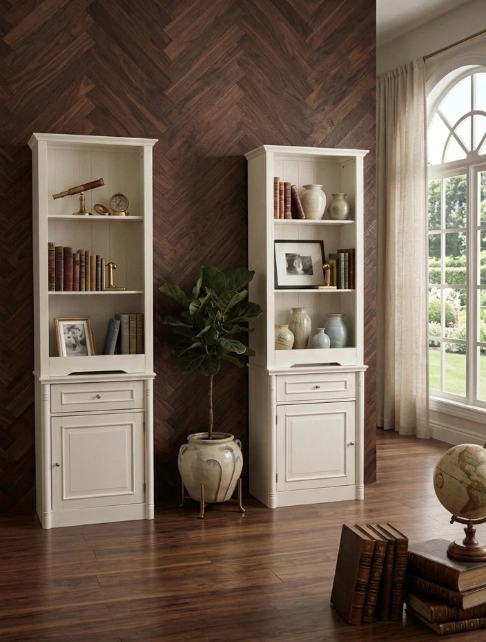 2 White Two-Door Cabinet with Shelving