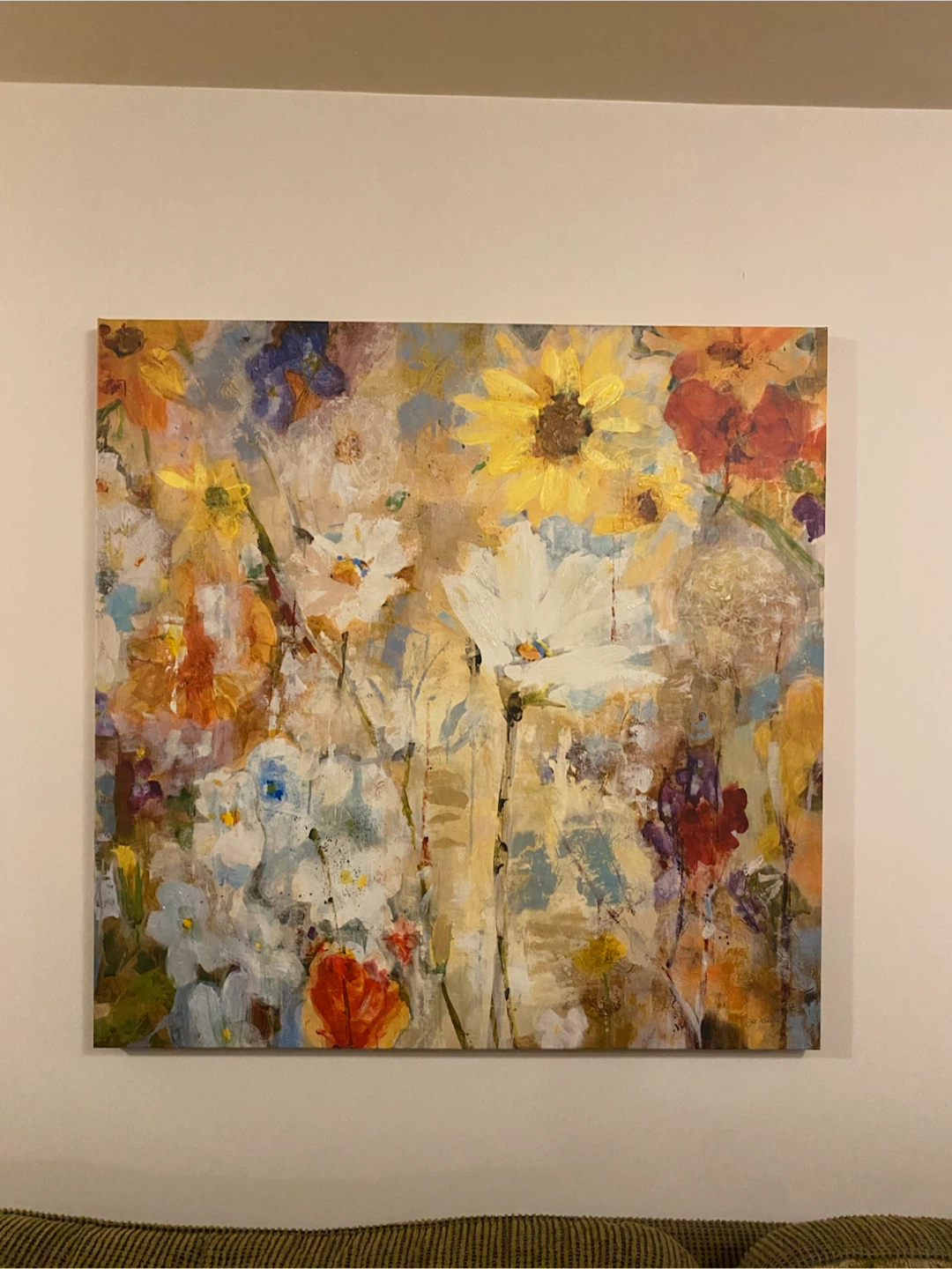 Square Floral Wall Art Painting