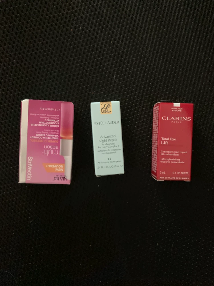StriVectin, Estee Lauder, and Clarins Mini Serums