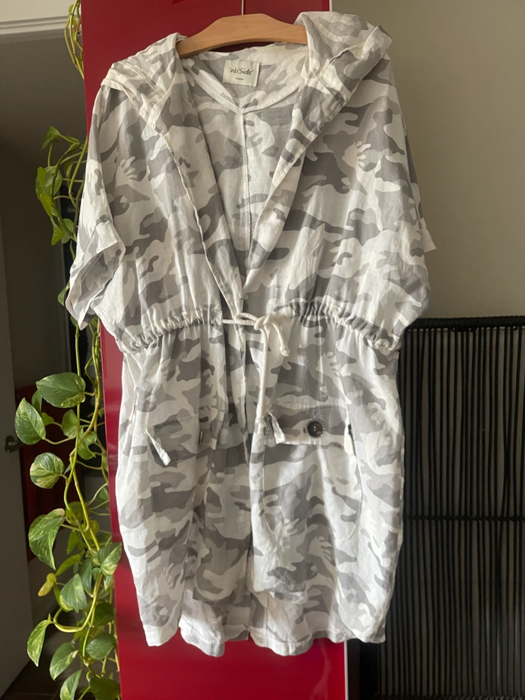 White & Grey Camo Hooded Jacket from Italy