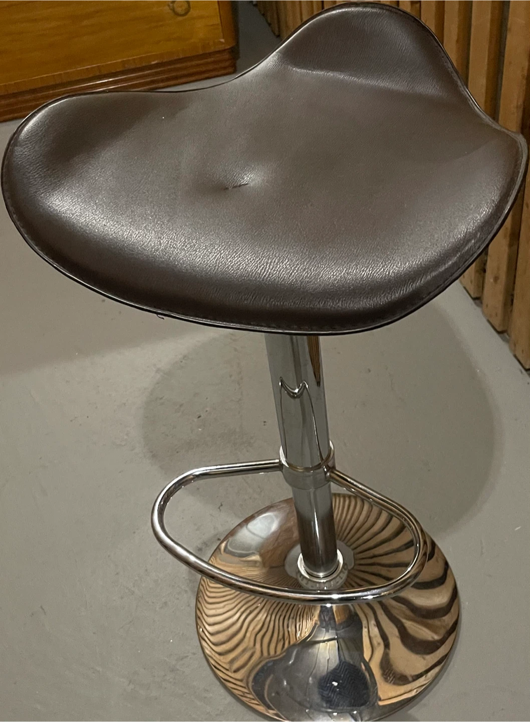 Adjustable Swivel Bar Stool - Brown Faux Leather