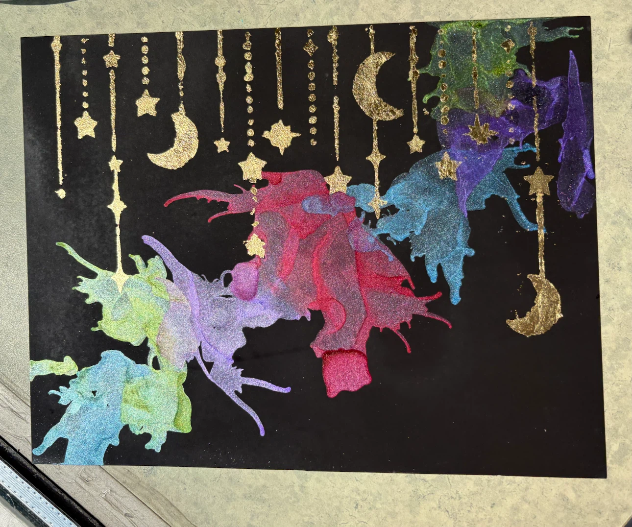 Sparkly Moon and Stars Art