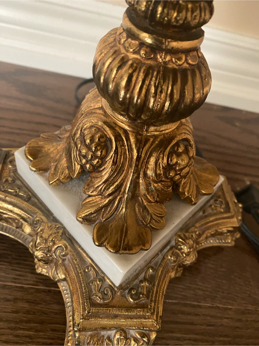 Vintage Brass Floral Table Lamp 35” - photo 5