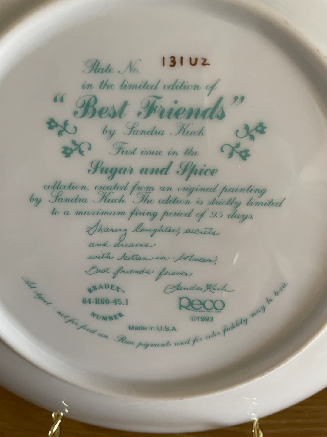 Decorative Collector Plate - "Best Friends" by Sandra Kuck - photo 2