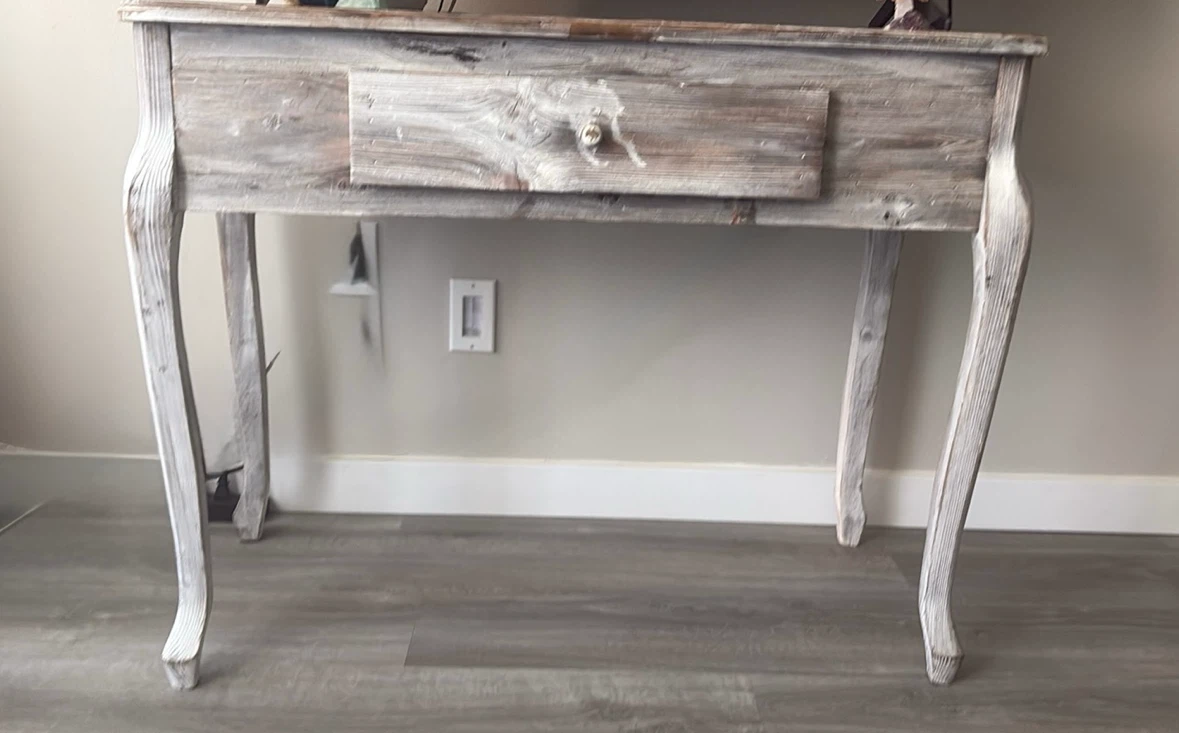 Rustic wood accent table with drawer