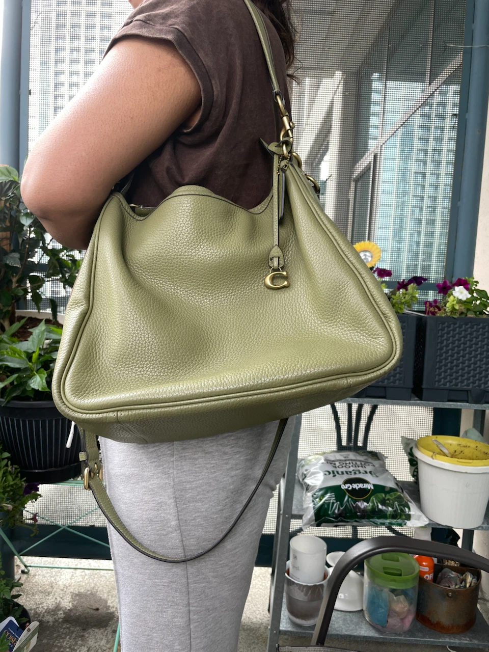 Authentic Coach Sage Green Leather Bag - photo 5