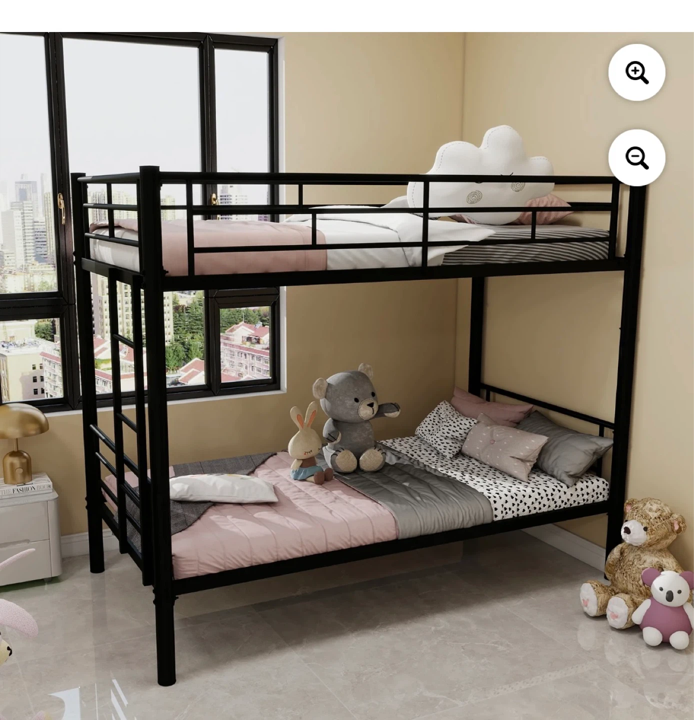 Black Metal Twin Bunk Bed with Integrated Ladder - photo 2