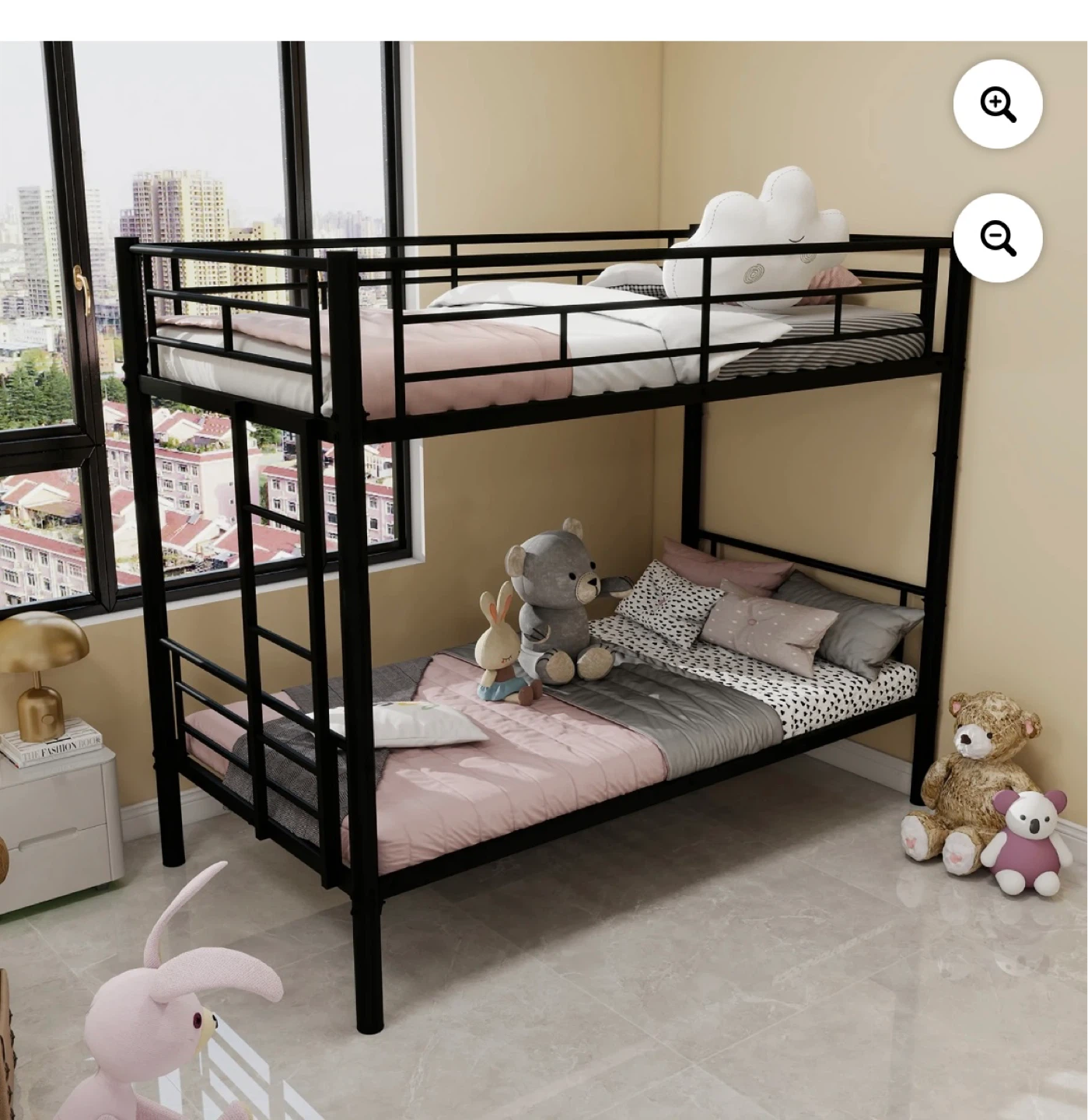 Black Metal Twin Bunk Bed with Integrated Ladder - photo 3