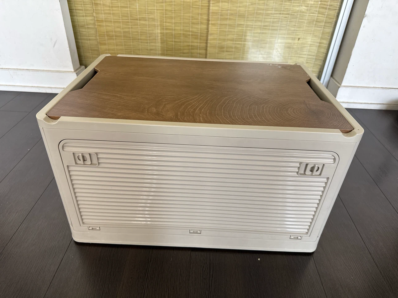 Foldable Storage Box with Wood-Look Lid