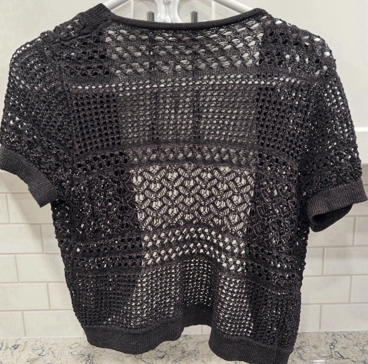 Women’s Northern Reflections Black Crochet Crop Sweater (Size S) - photo 2