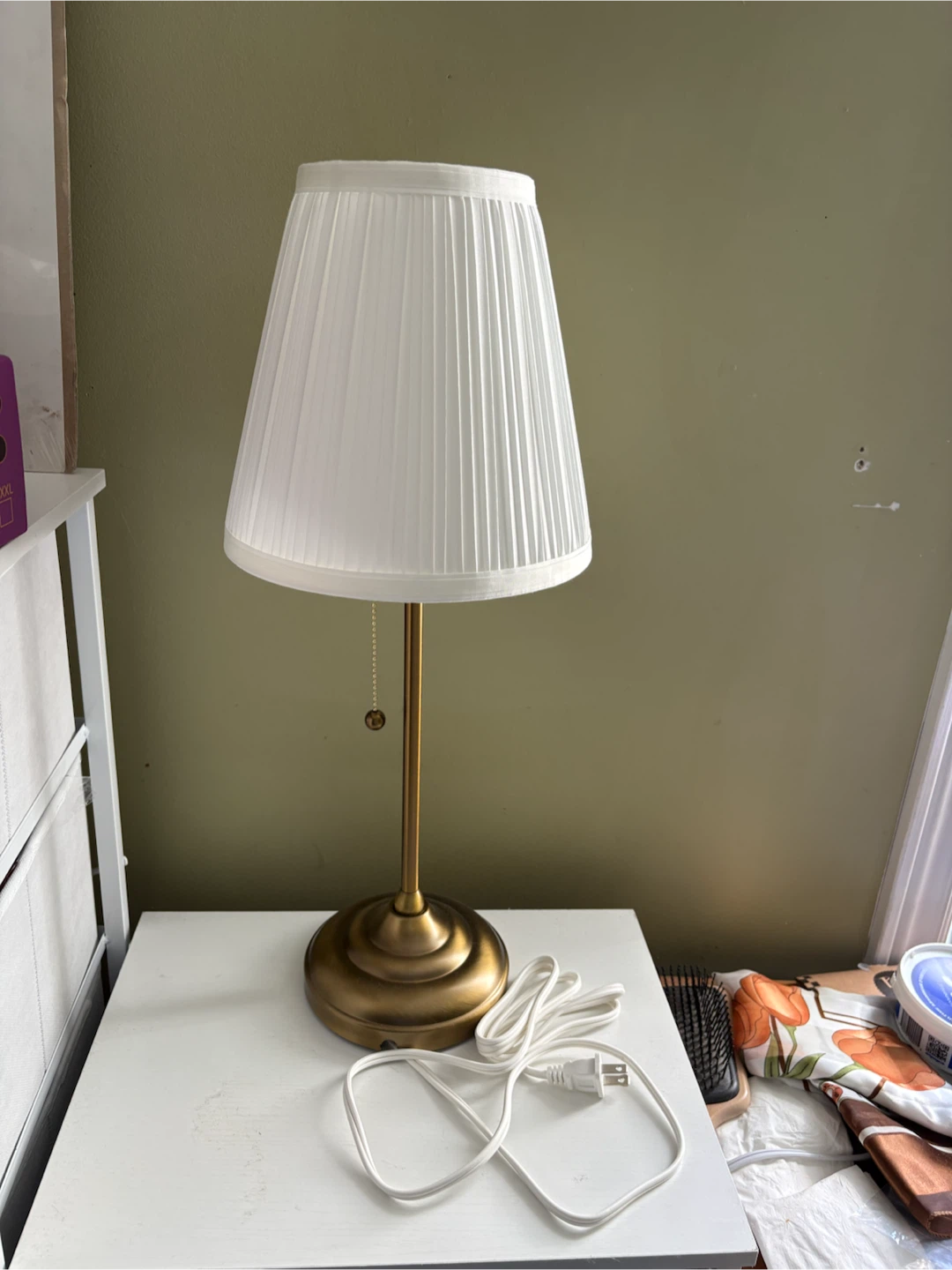 Pleated White Table Lamp