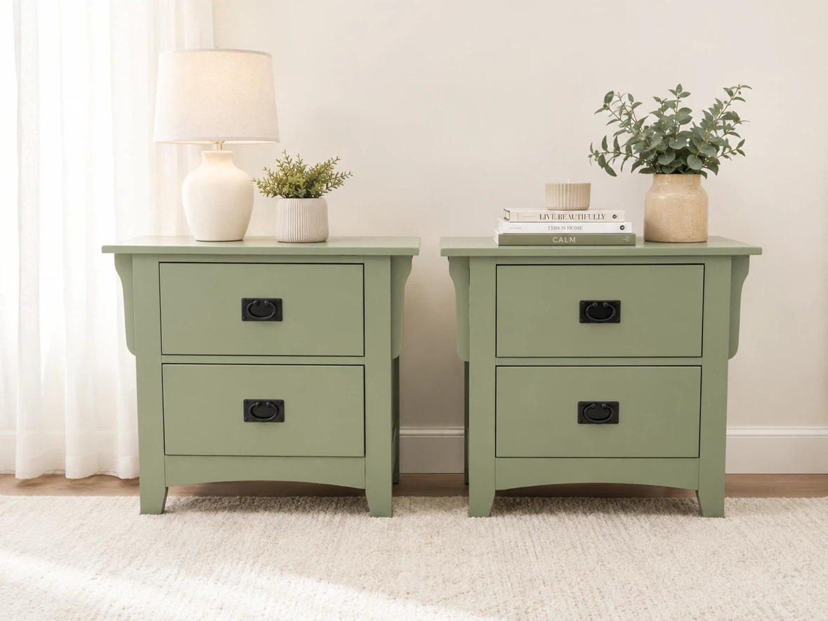 Beautiful Sage Green Nightstands / Side Tables (Pair)