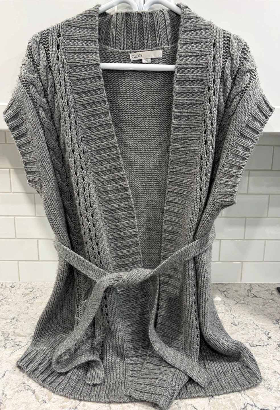 Women’s Cleo Chunky Knit Belted Shawl Collar Cardigan Sweater