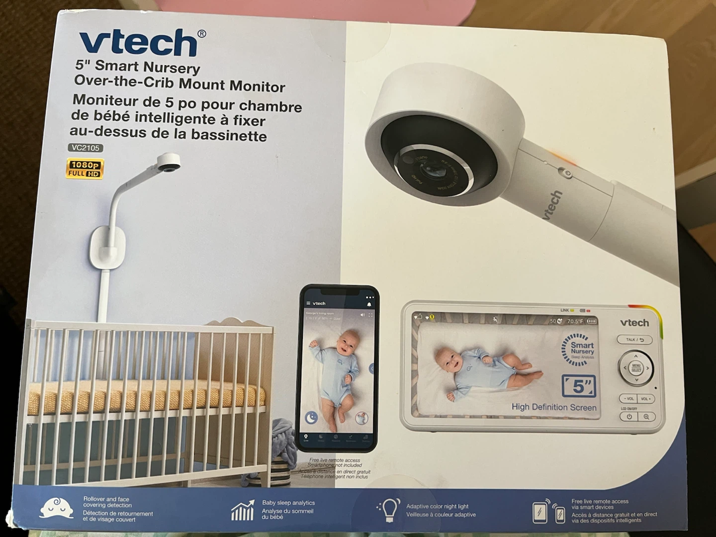 VTech 5" Smart Nursery Over-the-Crib Mount Monitor