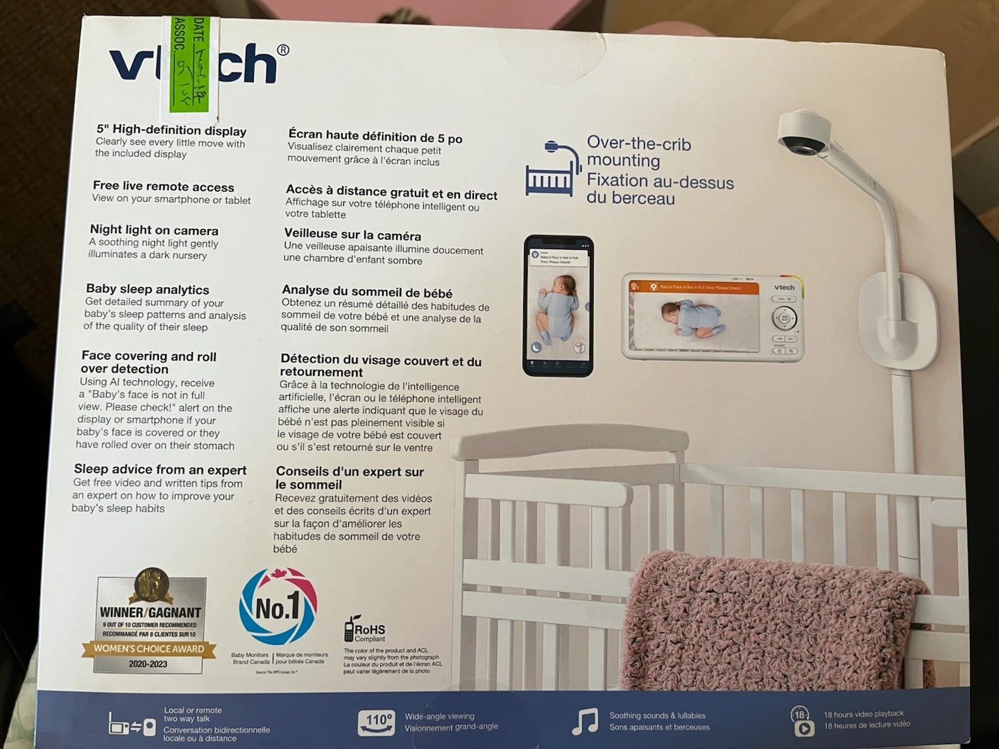 VTech 5" Smart Nursery Over-the-Crib Mount Monitor - photo 2