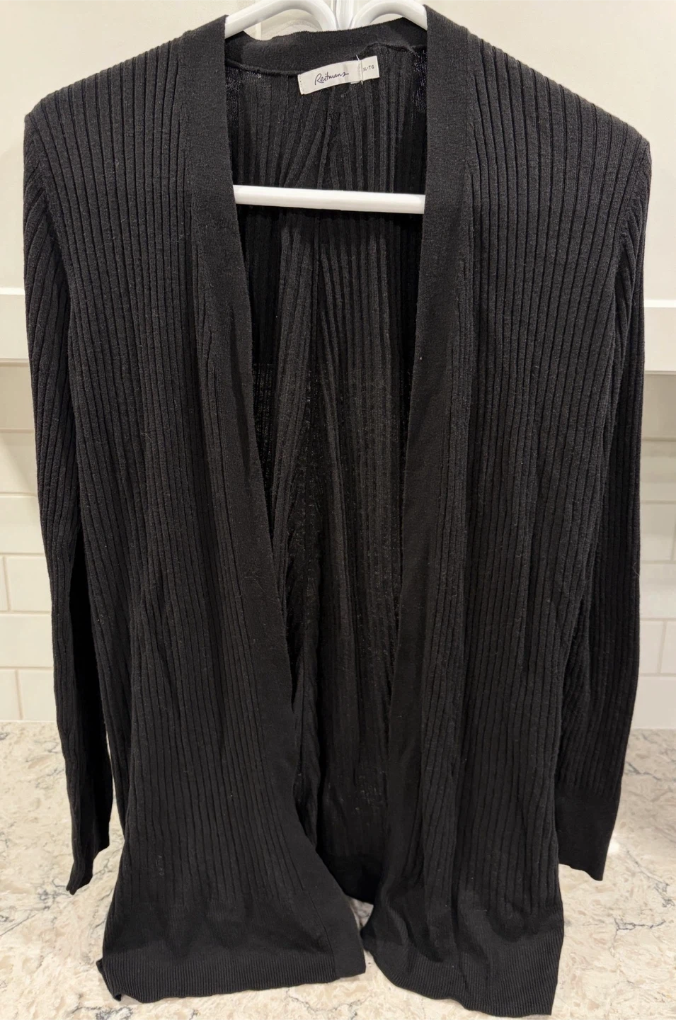 Women’s Reitmans Black Ribbed Knit Cardigan/Sweater (Size XL)