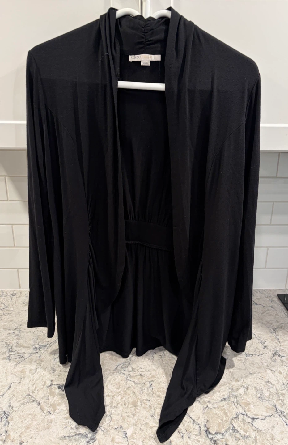 Women’s Cleo Black Draped Open Front Cardigan/Sweater Shrug