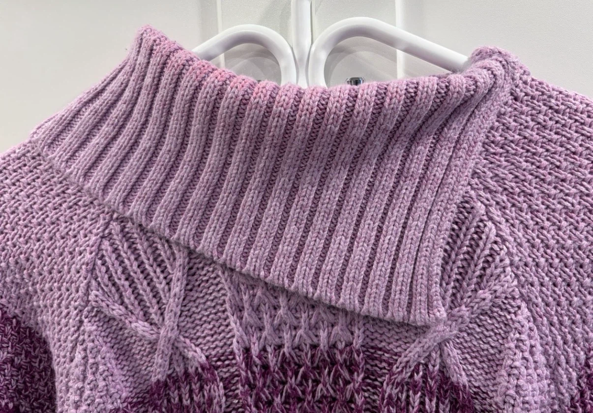 Womens Cowl Neck Ombre Cable Knit Sweater (Size L) - photo 3