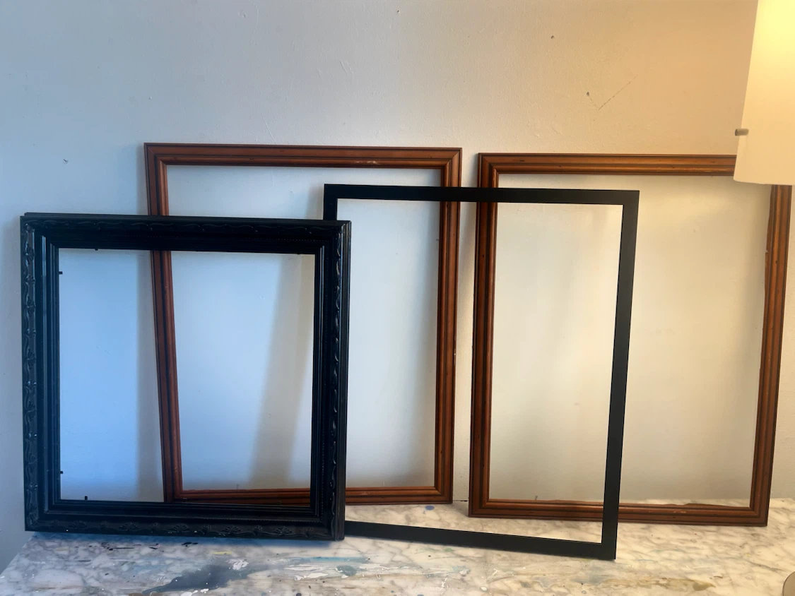 4 Assorted Picture Frames - Wood and Black