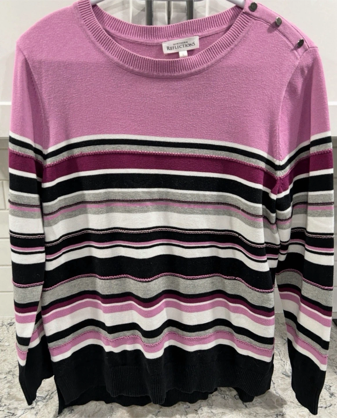 Women’s Striped Lightweight Sweater Shirt (Size L)