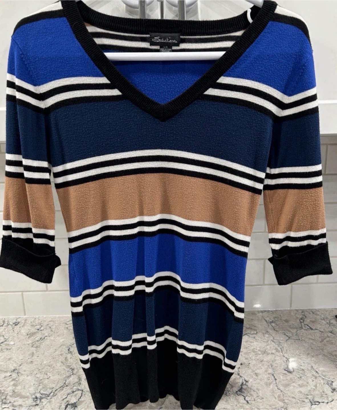 Women’s Striped 3/4 Length Sleeve Dressy/Casual Sweater Top