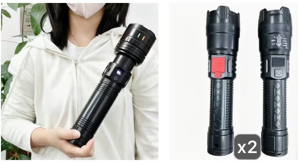 2x Black LED Flashlights