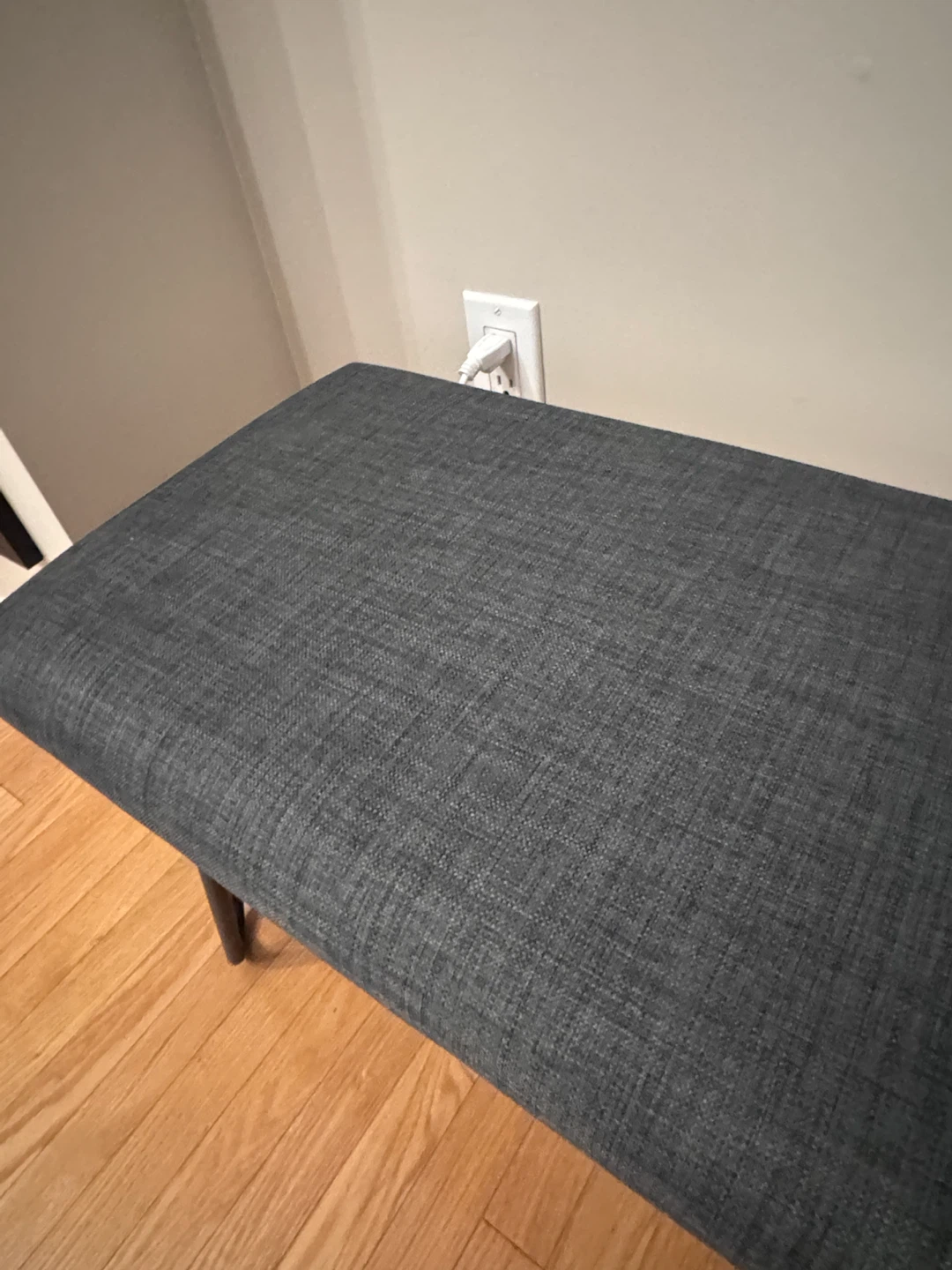 Dark Grey Upholstered Bench with Metal Legs - photo 3