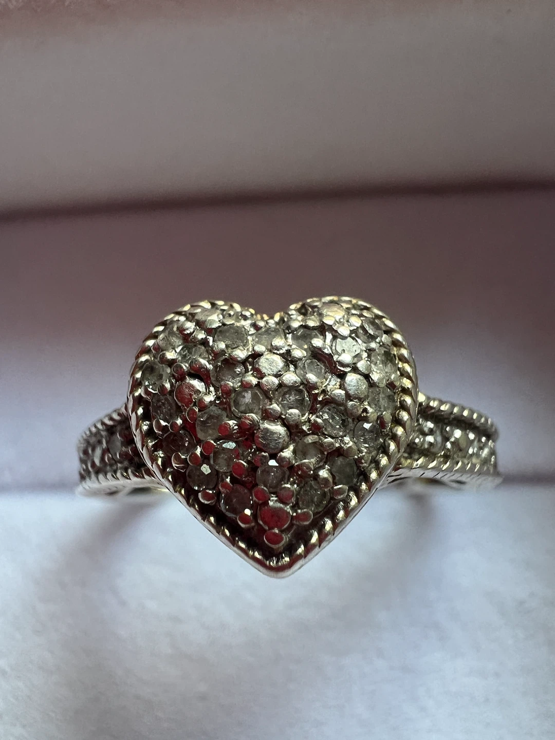 925 silver Heart Shaped Ring with Pave Set Stones