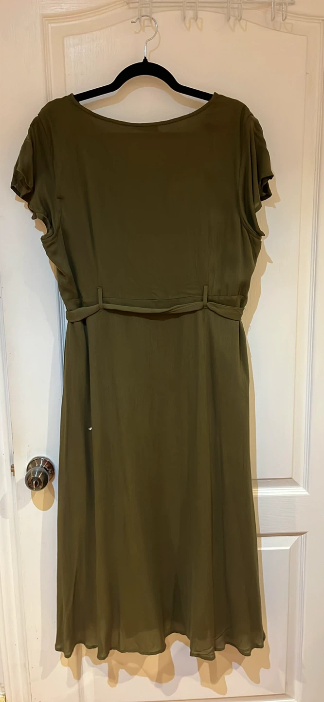 NWT Suzy Shier Olive Green Midi Shirt Dress - photo 3