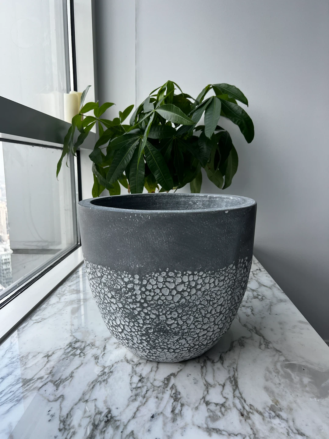Large Planter Pot — 14” — Charcoal Grey Speckled Finish