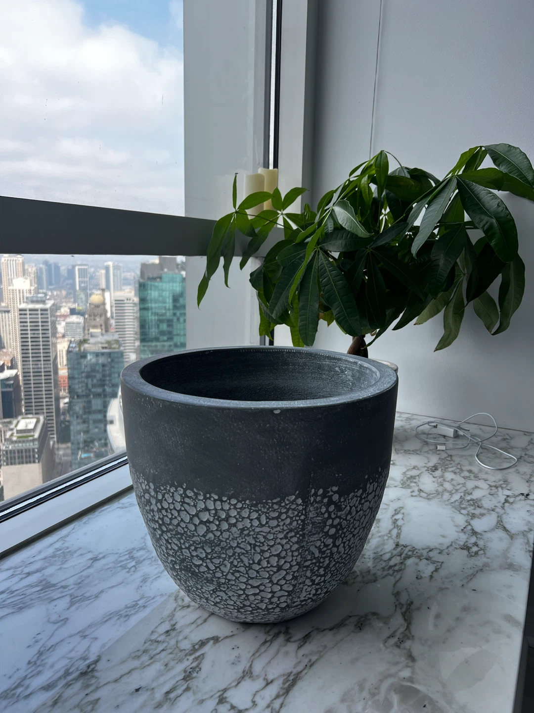 Large Planter Pot — 14” — Charcoal Grey Speckled Finish - photo 2